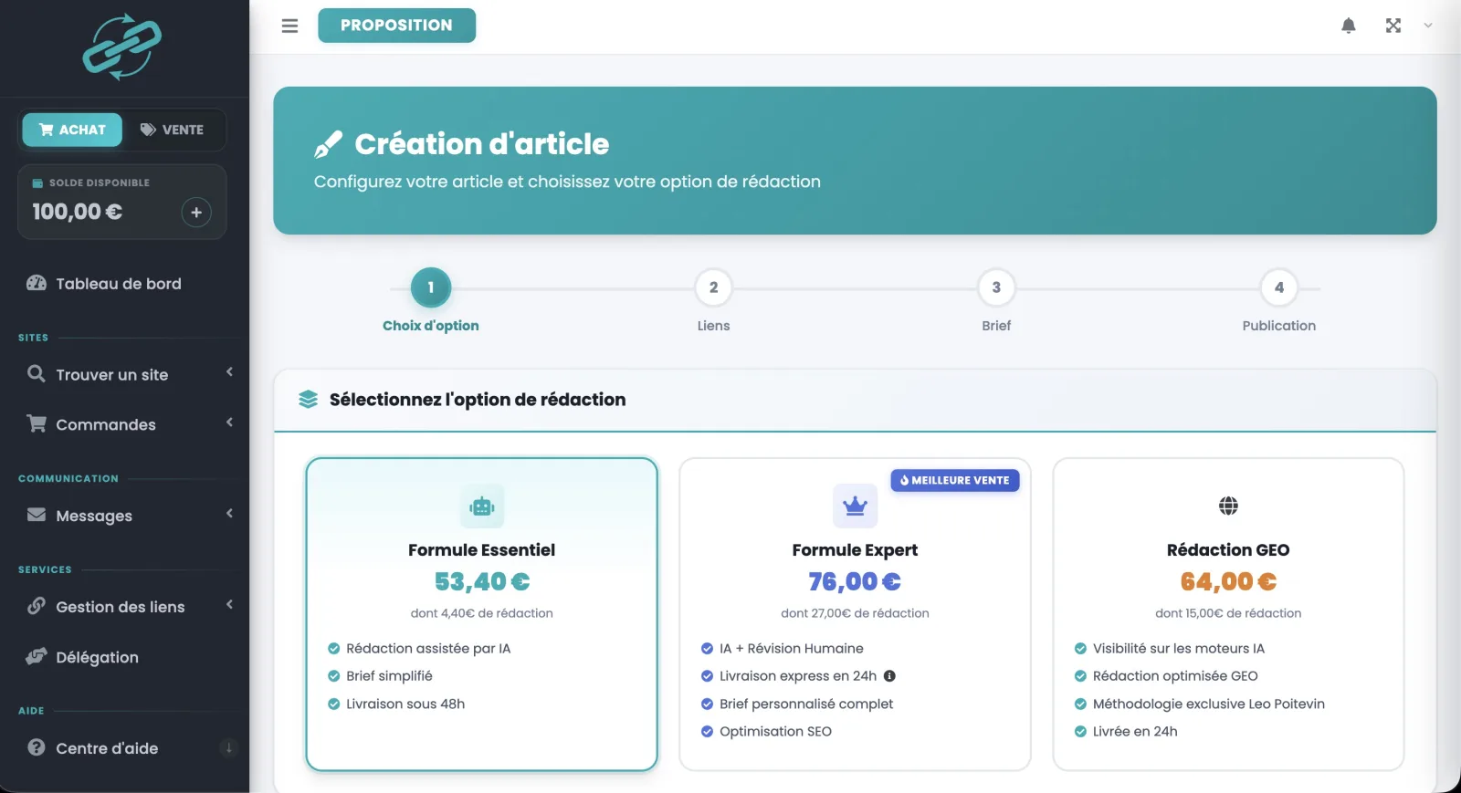 Passer votre commande sur Linkavista