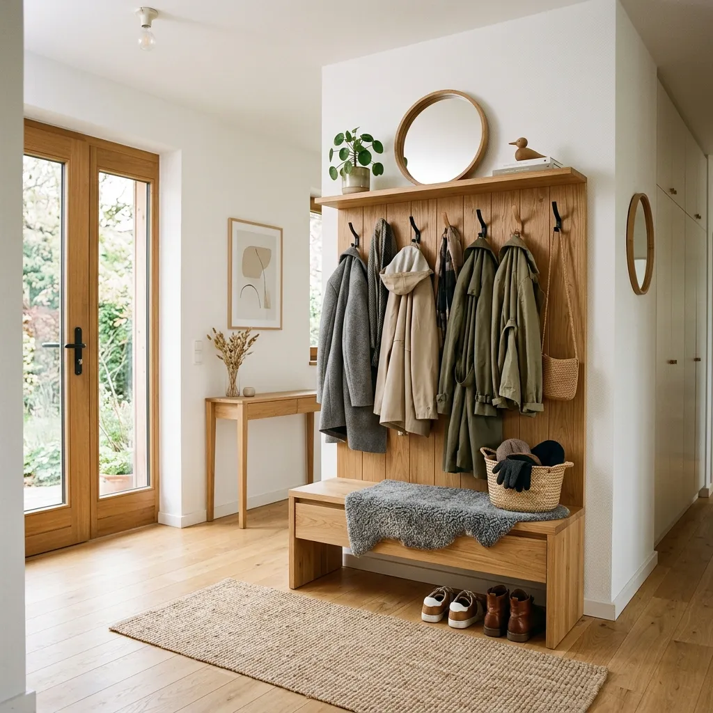 entrée avec mobilier en bois