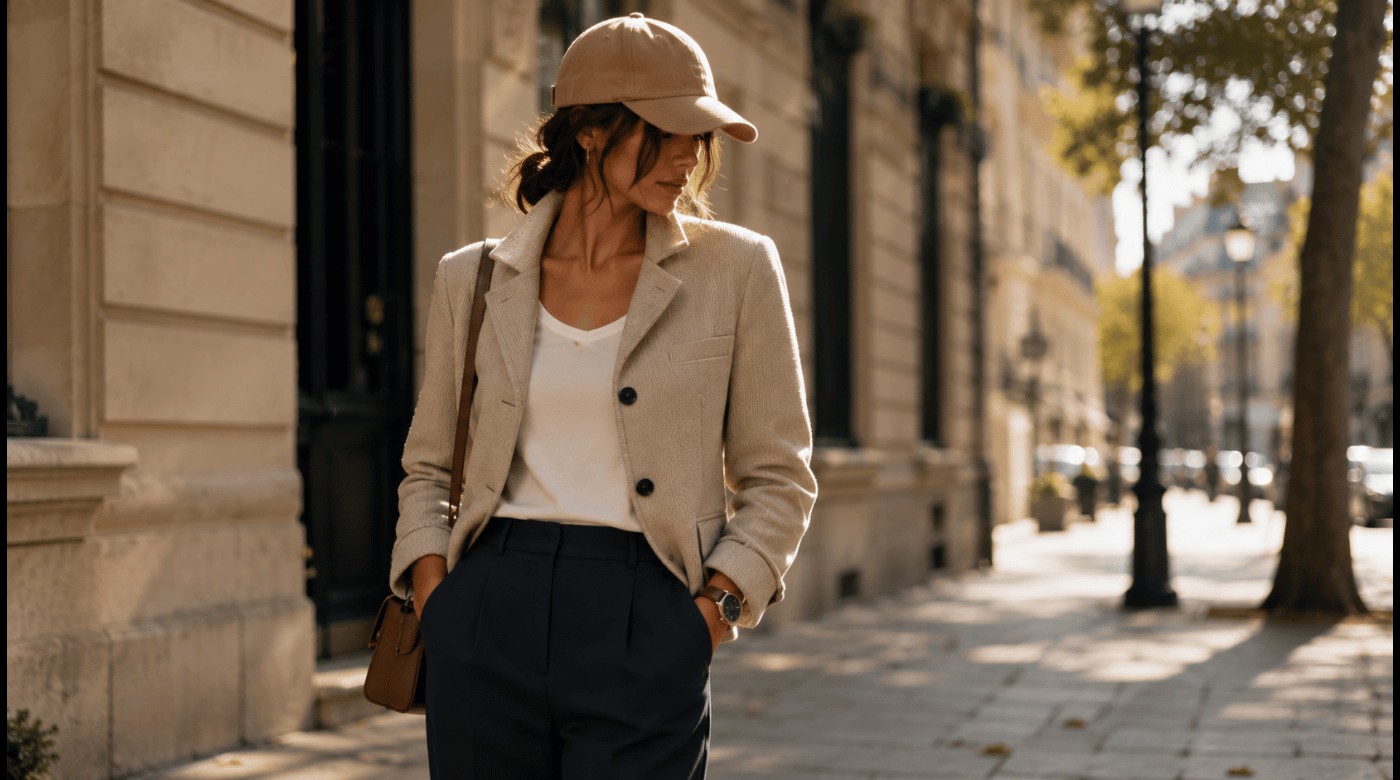 Look casual chic avec casquette et accessoires coordonnés