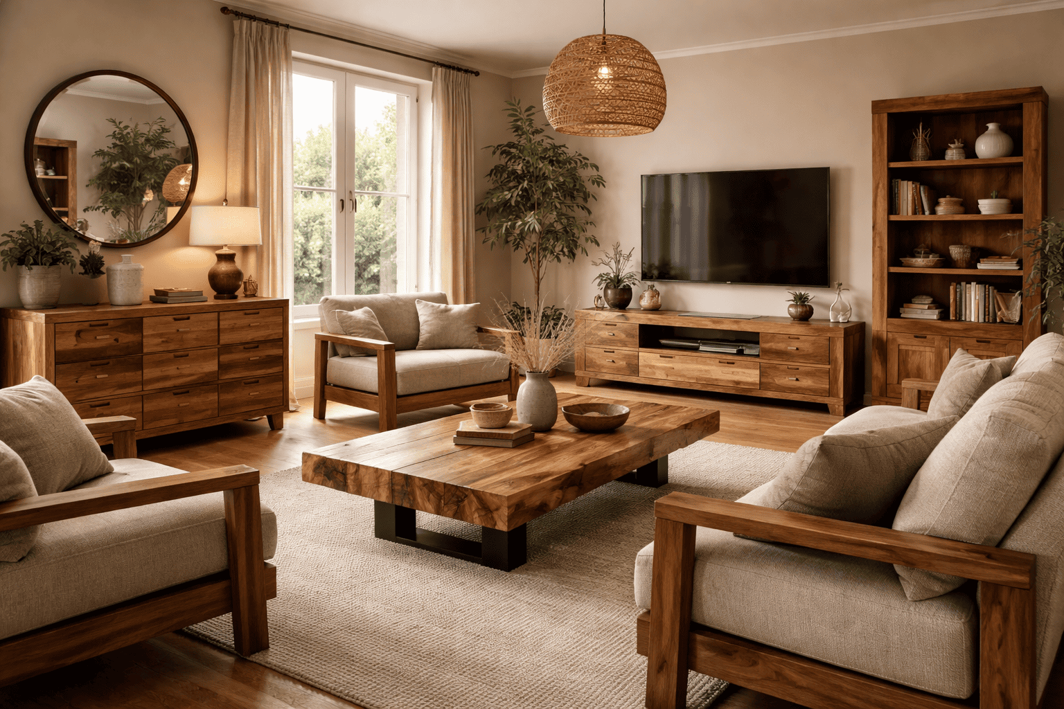 Meubles de salon en bois massif