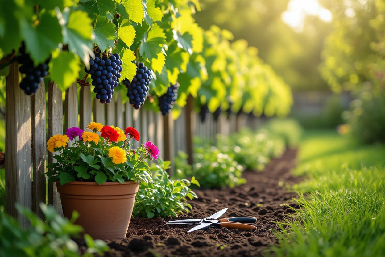Vigne dans un potager