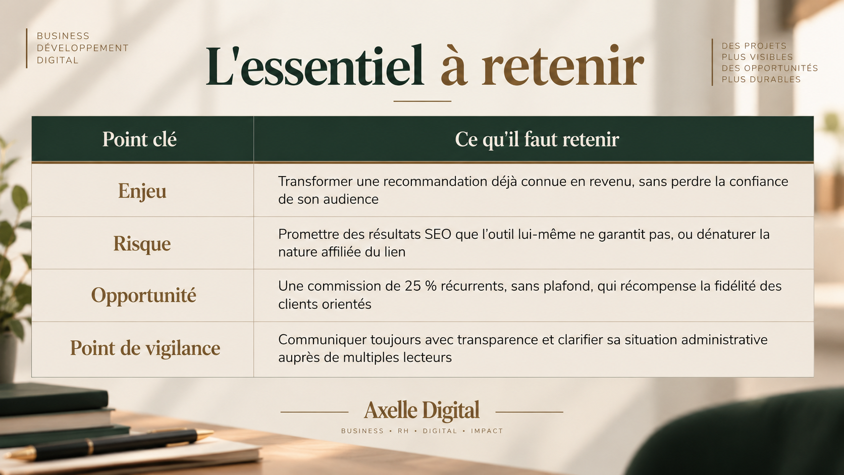 essentiel à retenir affiliation metrics booster