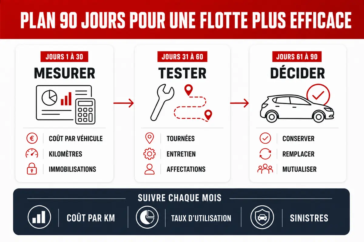 Plan en trois étapes sur 90 jours pour réduire le coût d’une flotte automobile
