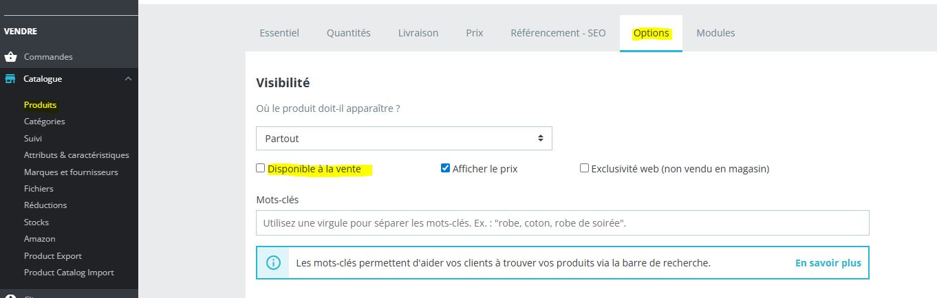 Activation mode catalogue